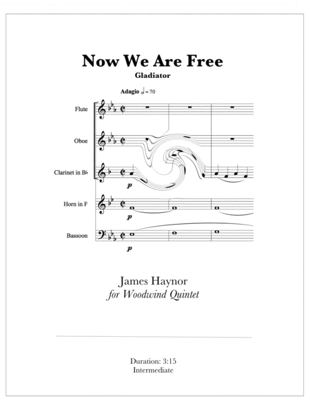Free Sheet Music Now We Are Free For Woodwind Quintet