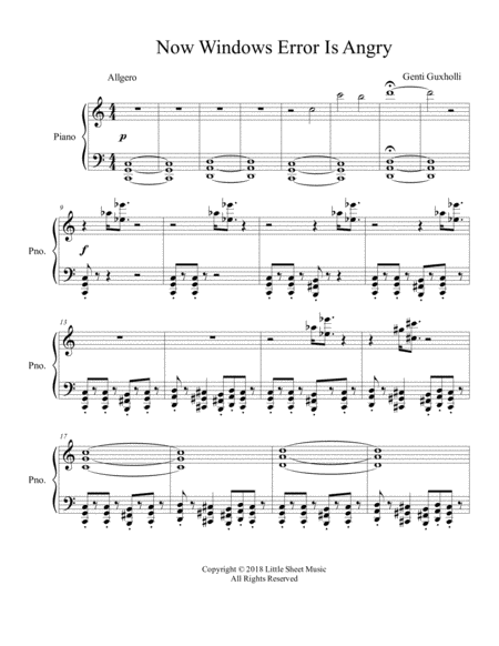 Now Windows Error Is Angry Piano Solo Sheet Music