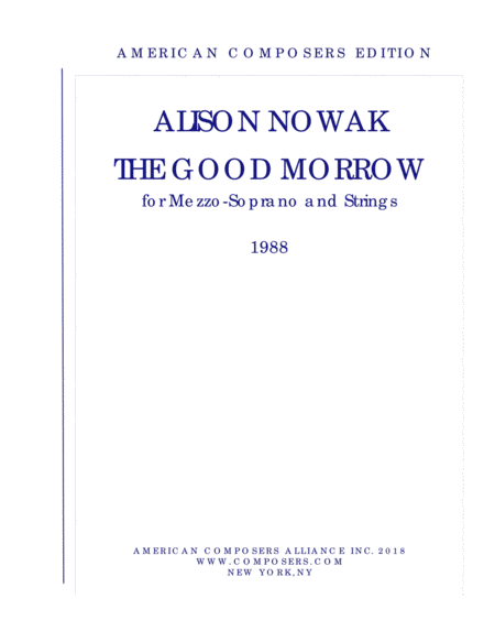 Nowaka The Good Morrow Sheet Music