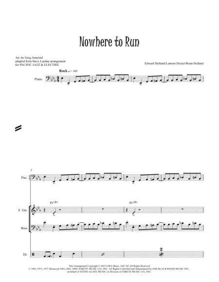 Free Sheet Music Nowhere To Run