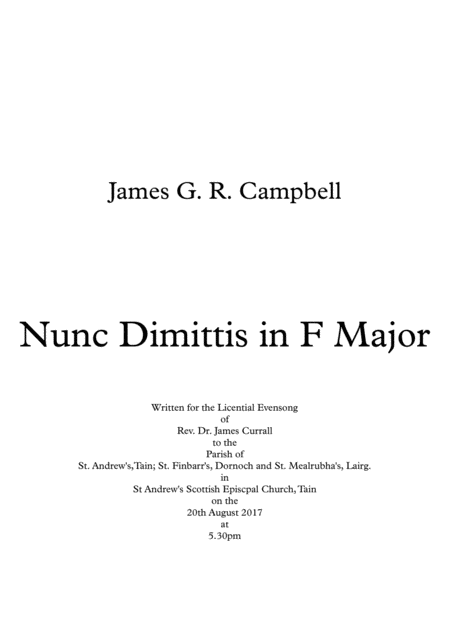 Nunc Dimittis In F Major Sheet Music