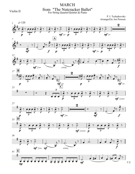 Free Sheet Music Nutcracker Ballet March For Strings And Piano Violin 2 Part