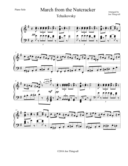 Free Sheet Music Nutcracker March Piano Solo Intermediate
