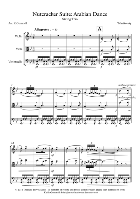 Free Sheet Music Nutcracker Suite Arabian Dance String Trio