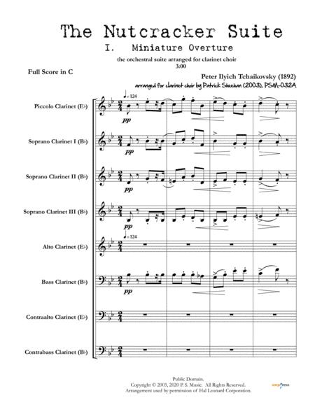 Free Sheet Music Nutcracker Suite Mvt I Miniature Overture For Clarinet Choir Full Score Set Of Parts