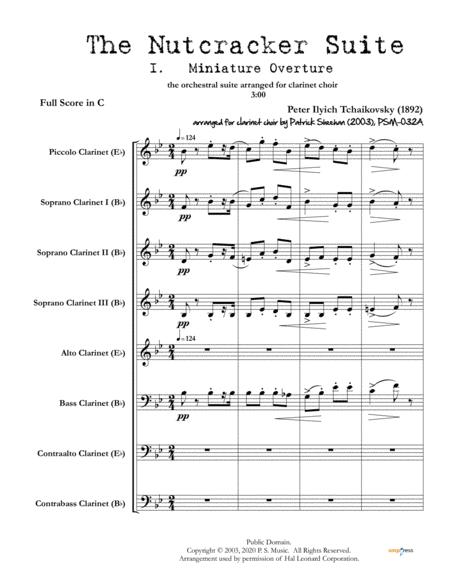 Nutcracker Suite Mvt I Miniature Overture For Clarinet Choir Full Score Set Of Parts Sheet Music