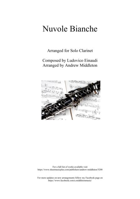 Free Sheet Music Nuvole Bianche Arranged For Unaccompanied Clarinet