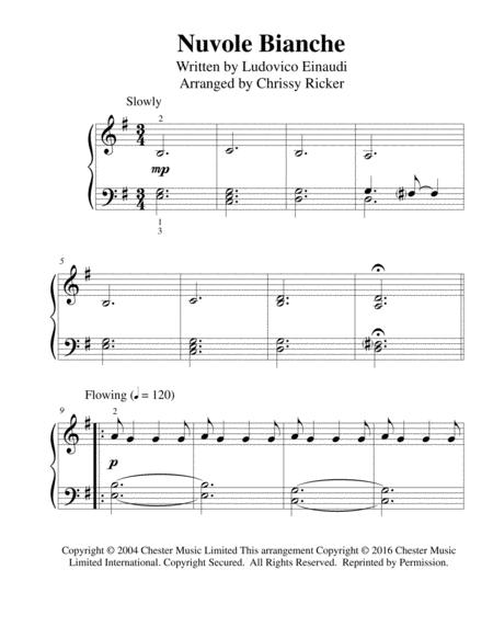 Free Sheet Music Nuvole Bianche Beginner Big Note Piano