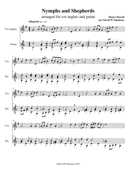 Nymphs And Shepherds For Cor Anglais And Guitar Sheet Music