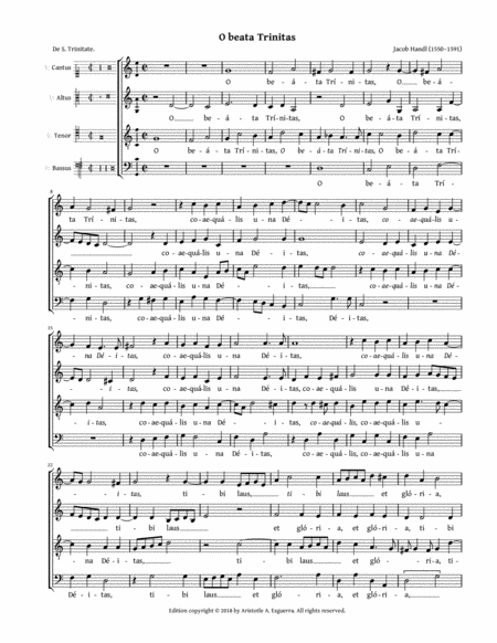 O Beata Trinitas Handl Sheet Music