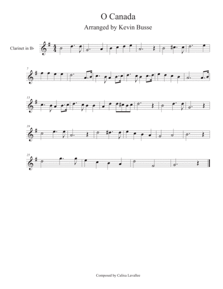 O Canada Clarinet Sheet Music