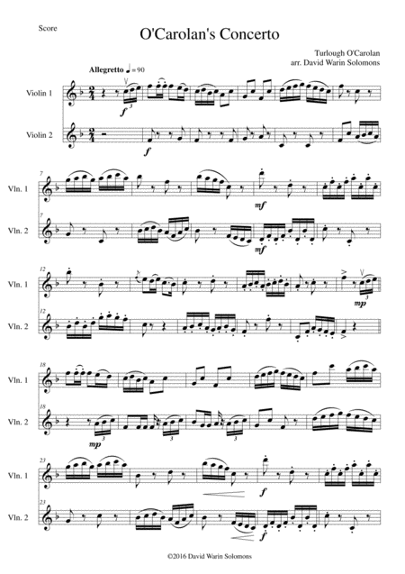 O Carolans Concerto For 2 Violins Sheet Music