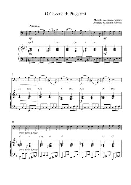 Free Sheet Music O Cessate Di Piagarmi Bassoon Solo And Piano Accompaniment