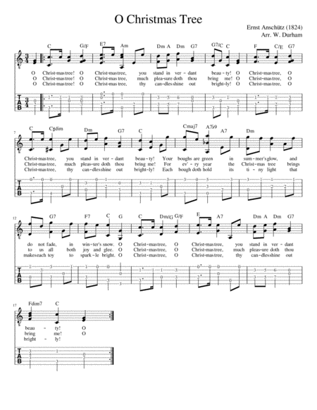 O Christmas Tree Carol Arranged For Fingerstyle Guitar Sheet Music