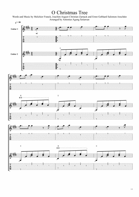 O Christmas Tree Fingerstyle Guitar Duet Sheet Music