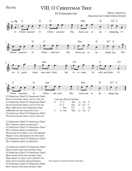 Free Sheet Music O Christmas Tree For Flute