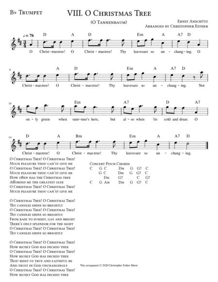 Free Sheet Music O Christmas Tree For Trumpet