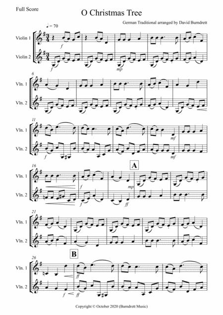 Free Sheet Music O Christmas Tree For Violin Duet