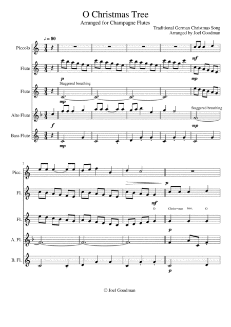 Free Sheet Music O Christmas Tree O Tannenbaum Flute Choir