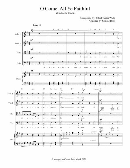 O Come All Ye Faithful Adeste Fideles Strings Piano With Parts Sheet Music