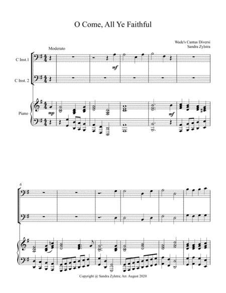 Free Sheet Music O Come All Ye Faithful Bass C Instrument Duet