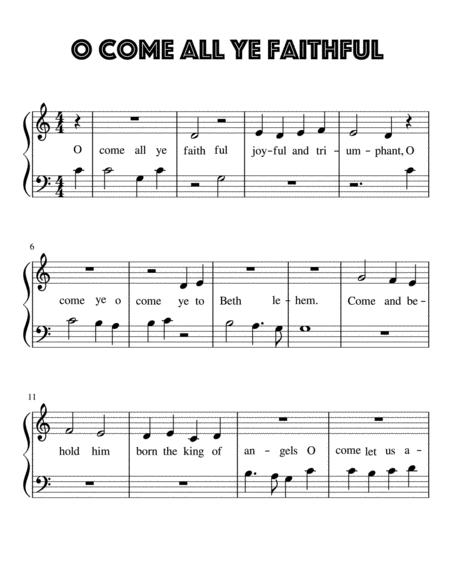 Free Sheet Music O Come All Ye Faithful For Very Easy Piano