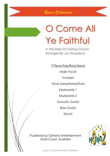 Free Sheet Music O Come All Ye Faithful Male Vocal 2 Horns 5 Rhythm