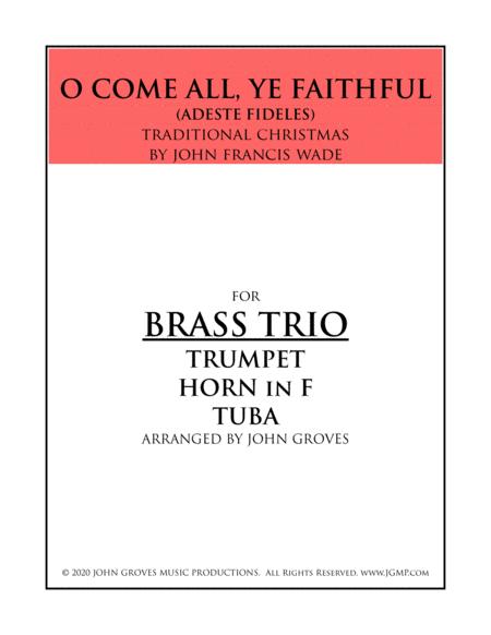 O Come All Ye Faithful Trumpet Horn Tuba Brass Trio Sheet Music