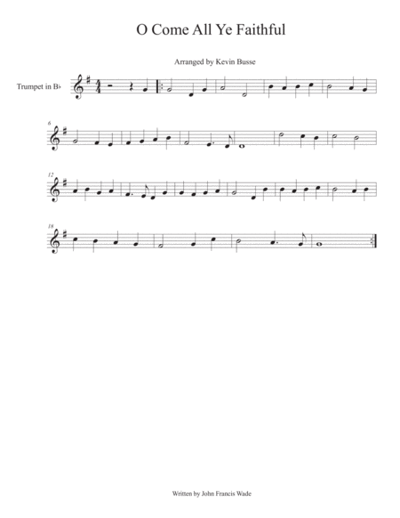 Free Sheet Music O Come All Ye Faithful Trumpet