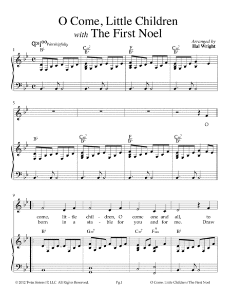 O Come Little Children The First Noel Sheet Music