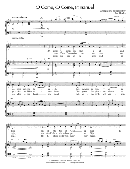 Free Sheet Music O Come O Come Emmanuel A Contemporary Setting For Solo Or Union Choir