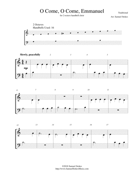 O Come O Come Emmanuel For 2 Octave Handbell Choir Sheet Music