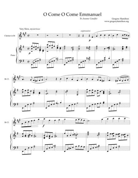 O Come O Come Emmanuel For Piano And Bb Clarinet Sheet Music