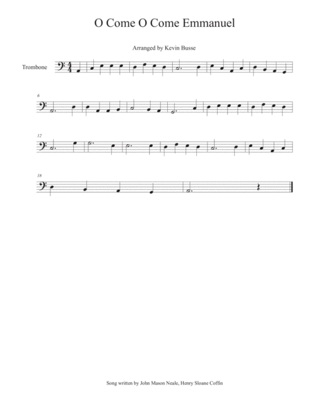 O Come O Come Emmanuel Trombone Sheet Music