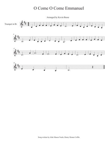 O Come O Come Emmanuel Trumpet Sheet Music