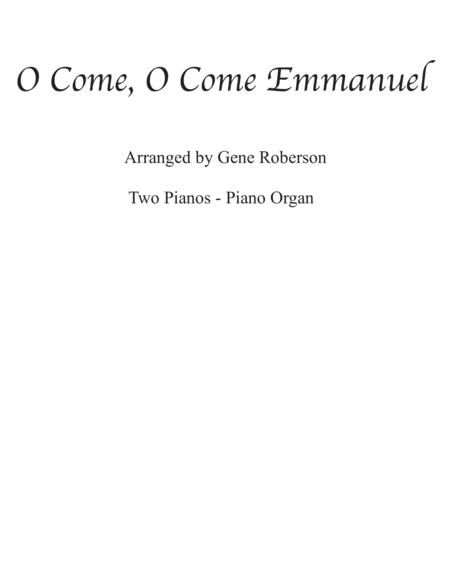 O Come O Come Emmanuel Veni Veni Twin Piano Organ Piano Sheet Music