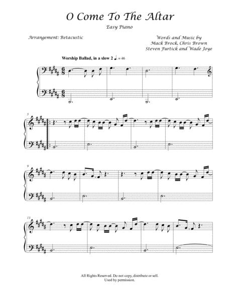 O Come To The Altar Elevation Worship Steven Furtick Sheet Music Easy Piano Sheet Music