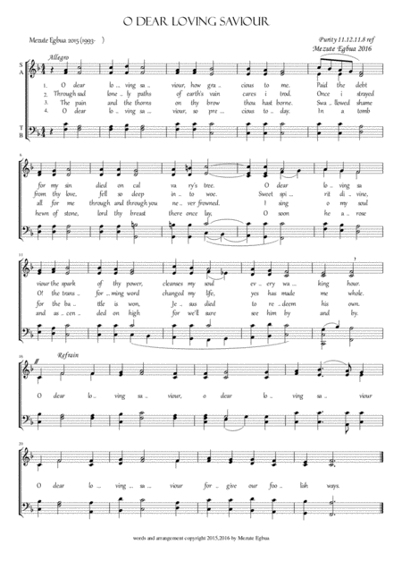 O Dear Loving Saviour Sheet Music