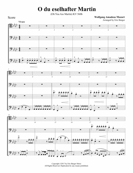 O Du Eselhafter Martin For Trombone Or Low Brass Quartet Sheet Music