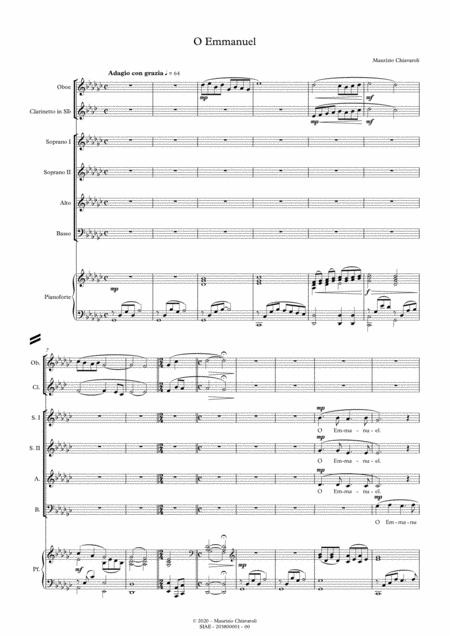 O Emmanuel With Oboe And Clarinet Version Sheet Music