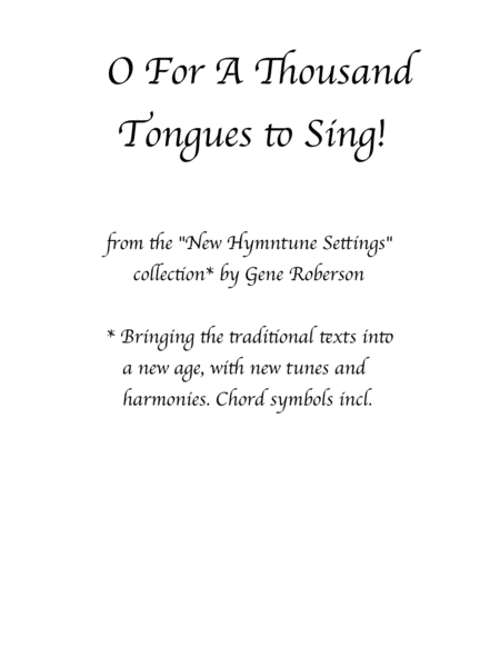 Free Sheet Music O For A Thousand Tongues To Sing New Tune Collection