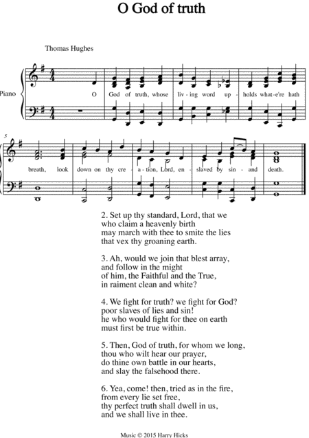 O God Of Truth A New Tune To A Wonderful Old Hymn Sheet Music