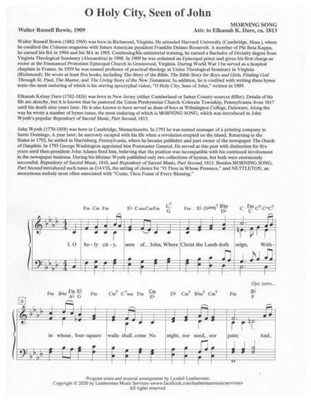 O Holy City Seen Of John Sheet Music