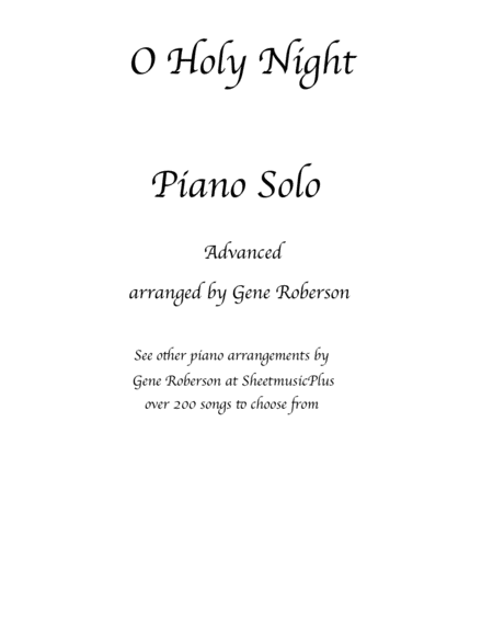 Free Sheet Music O Holy Night Advanced Concert Piano Arrangement