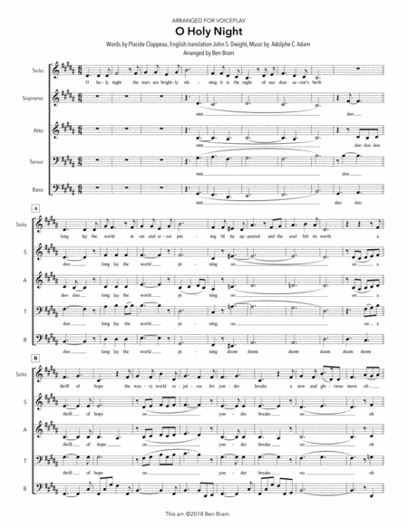 Free Sheet Music O Holy Night As Performed By Voiceplay