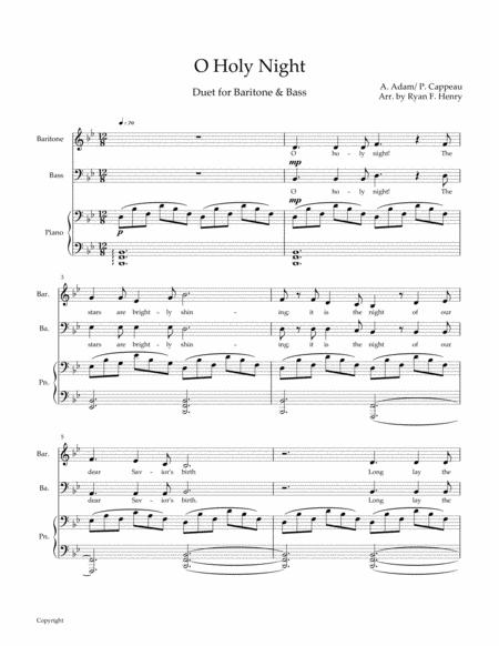 Free Sheet Music O Holy Night Baritone Bass Duet Bb Major