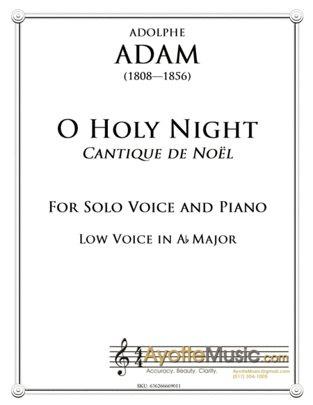 Free Sheet Music O Holy Night Cantique De Noel For Low Voice In Ab Major