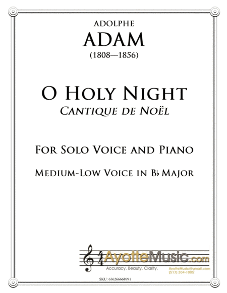 O Holy Night Cantique De Noel For Medium Low Voice In Bb Major Sheet Music