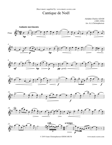 Free Sheet Music O Holy Night Cantique De Noel Solo Flute