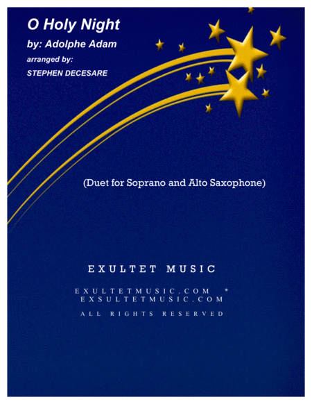 Free Sheet Music O Holy Night Duet For Soprano And Alto Saxophone